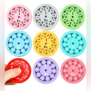 Multiplication Fidget Spinners – Set of 9 Math Toys for Kids